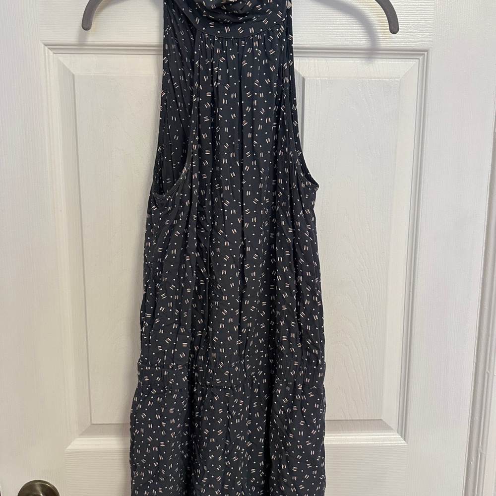 Navy Sleeveless Romper with White Dots